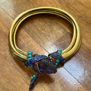 Iradji Monoini Gold and Multicolor Stone Statement Necklace